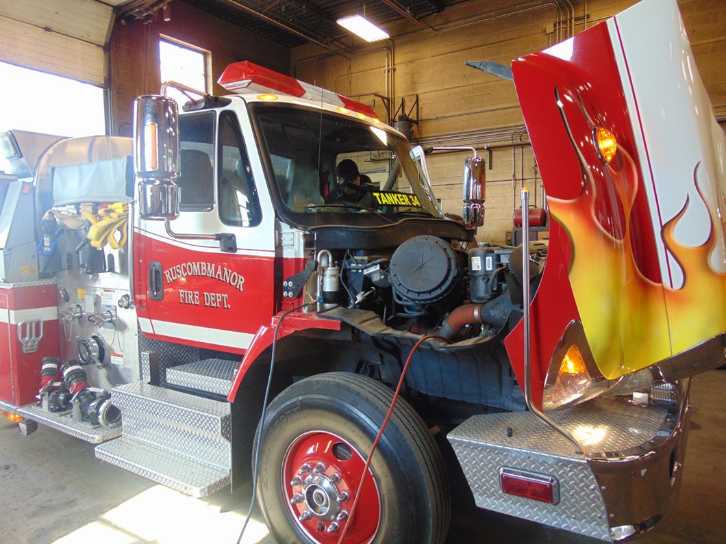 Fire Truck inspection conducted in garage